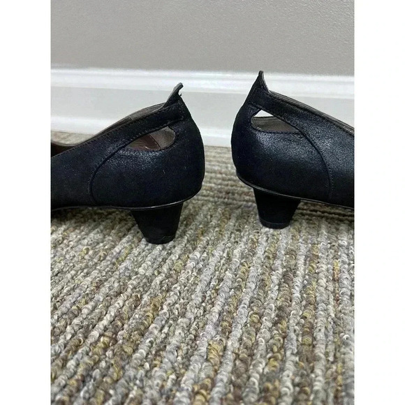 Peter Kent Vero Cudio Vintage Black Cut Out Leather Kitten Heels 36.5 US 6.5 EUC - Picture 12 of 14